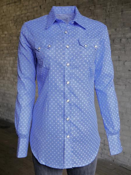Women's Blue Dobby Print Western Shirt by Rockmount Ranch Wear