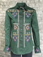 Womenâ€™s Green Diamond Embroidered Shirt by Rockmount Ranchwear