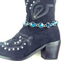 AQUA Rhinestones Linked Boot Chain BOT150103-01