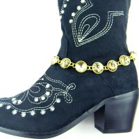 GD/CHPNRhinestones Linked Boot Chain BOT150103-01GD