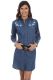 Honey Creek Cotton Denim Shirt Dress Floral Embroidery. HC468