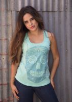 Dulce - Sugar Skull Tank Top Mint T-1683 Mint Tea
