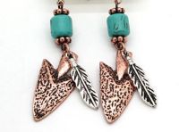 Arrow and Feather Earring J-3034 Copper