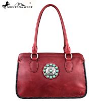 LEA-6001 Montana West Trinity Ranch Full Genuine Leather Collection-Burgundy
