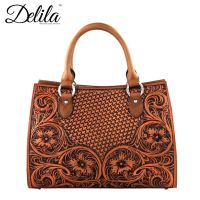 LEA-6013 Delila 100% Genuine Leather Tooled Collection-Brown