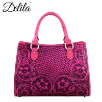 LEA-6013 Delila 100% Genuine Leather Tooled Collection-Hot Pink