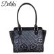 LEA-6014 Delila 100% Genuine Leather Tooled Collection-Black