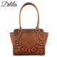 LEA-6014 Delila 100% Genuine Leather Tooled Collection-Brown