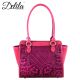 LEA-6014 Delila 100% Genuine Leather Tooled Collection-Hot Pink
