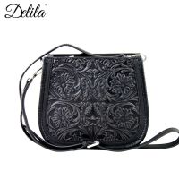 LEA-6018 Delila 100% Genuine Leather Tooled Collection-Black