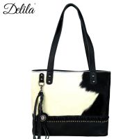 LEA-6028 Delila 100% Genuine Leather Hair-On Hide Collection Tote by Montana West