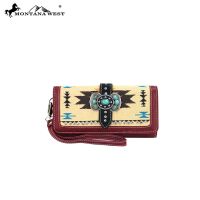 MW48-W002 Western Aztec Concho Collection Wallet Burgundy