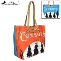 Montana West Cowboys Collection Dual Sided Print Canvas Fabric Tote MW567-9317