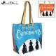 Montana West Cowboys Collection Dual Sided Print Canvas Fabric Tote MW567-9317
