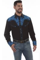 Scully Mens Embroided Floral Tooled Legends Vintage Western Shirt