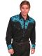 Scully Mens  Floral Tooled Embroidery Vintage Shirt P-634