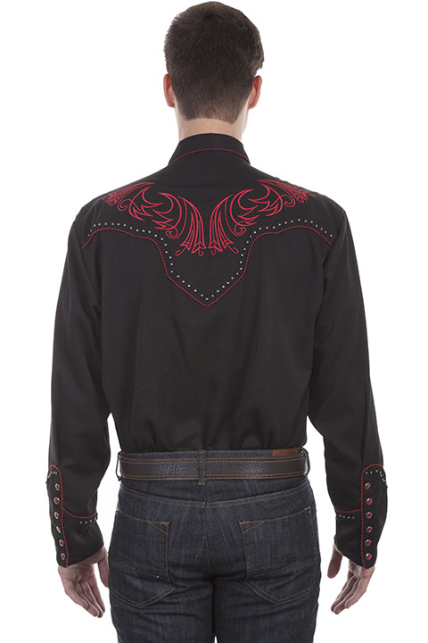 Legends Bold Embroidered Red Stylized Scrolling on Front and Back -876