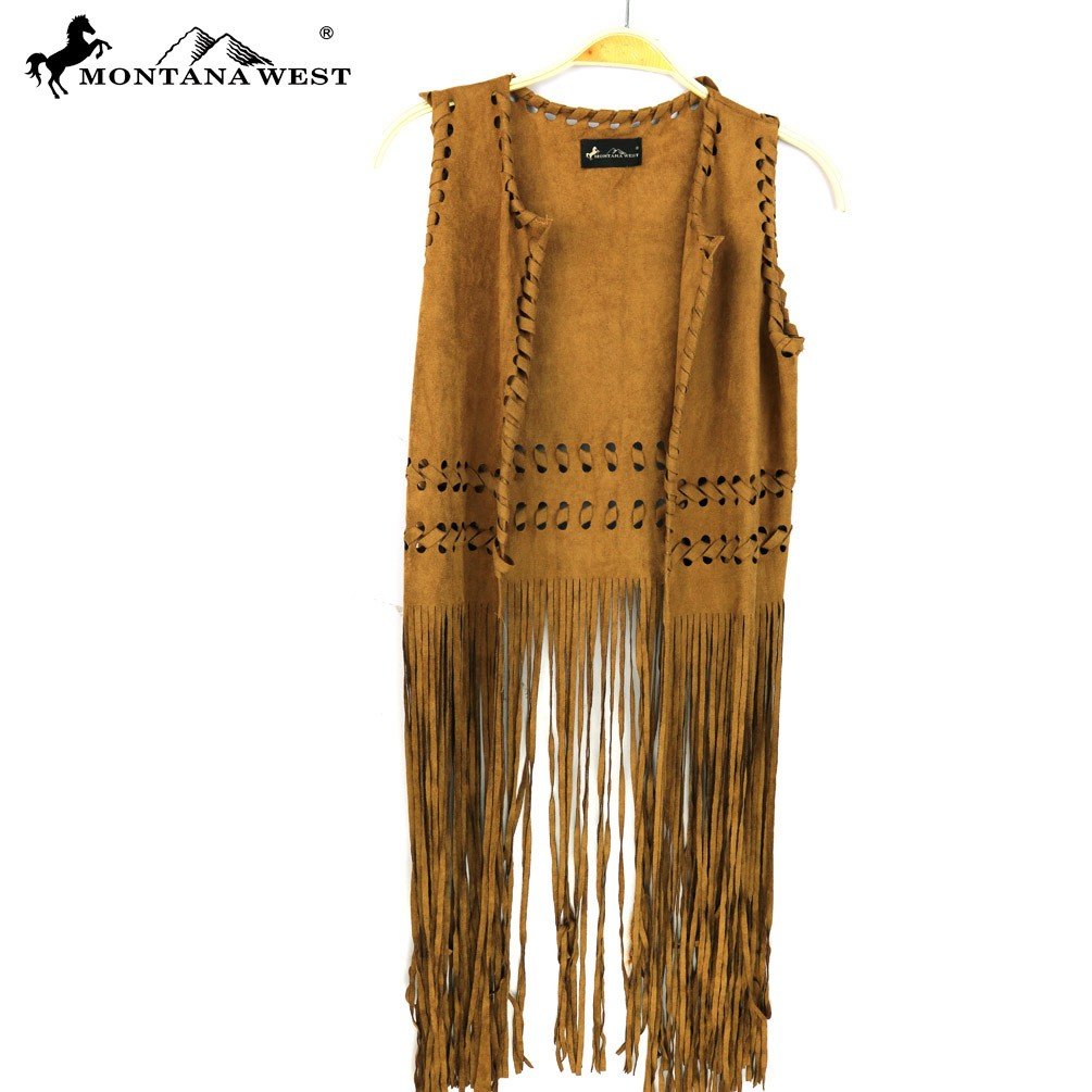 Montana West Suede-Feel Long Fringe Vest