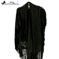 Montana West Suede-Feel Laser-Cut Geometric Design Poncho