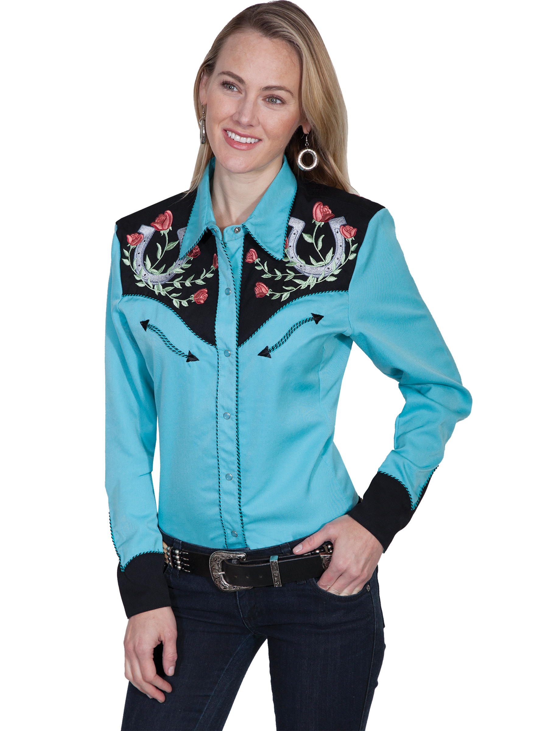 Legends By Scully Womens Western Shirt Turquoise