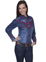 Legends Womens Western Shirt - DENIM -PL-654C