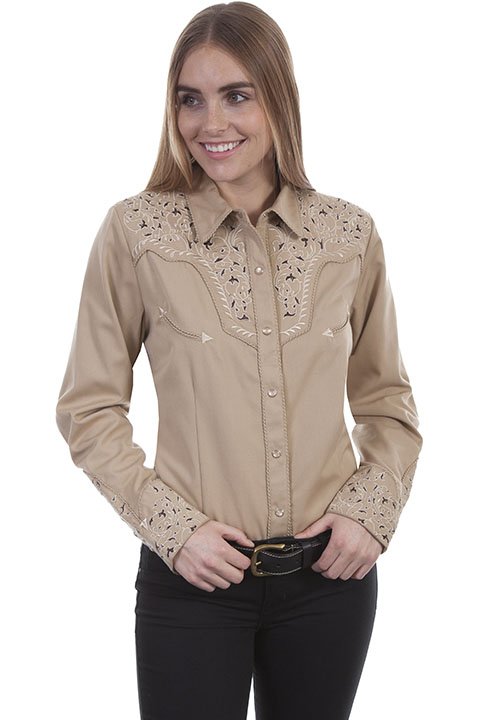 Legends Scully Womens Western Shirt-Tan