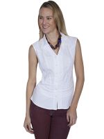 Cantina Collection 100% peruvian cotton sleeveless white blouse PSL184