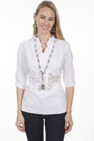 Cantina Collection 100% Peruvian cotton, 3/4 length sleeve blouse. PSL198