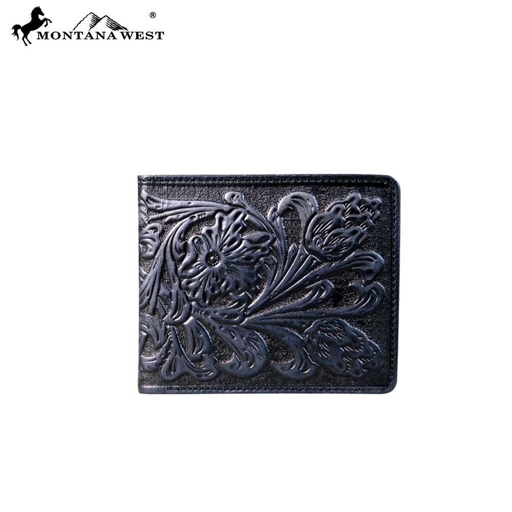 Genuine Tooled Leather Collection Phone Charging Men&#39;s Wallet PWS-W005