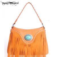 TR08-8291  Montana West Trinity Ranch Fringe Design Handbag-Brown