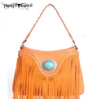 TR08-8291  Montana West Trinity Ranch Fringe Design Handbag-Brown