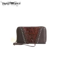TR12-W003 Montana West Trinity Ranch Tooled Design Wallet-Coffee