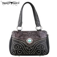 TR14-8247 Montana West Trinity Ranch Tooled Design Handbag-Black