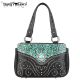 TR14-8247 Montana West Trinity Ranch Tooled Design Handbag-Turquoise