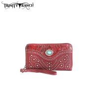 TR14-W003 Montana West Trinity Ranch Tooled Design Wallet-Burgundy