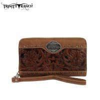 TR15-W003 Montana West Trinity Ranch Tooled Design Wallet-Brown