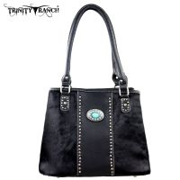 TR17-8036 Trinity Ranch Cowhide Collection Handbag-Black