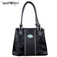TR17-8036 Trinity Ranch Cowhide Collection Handbag-Black