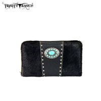 TR17W003 Trinity Ranch Cowhide Collection Wallet-Black