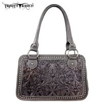 TR18-L8247 Montana West Trinity Ranch Tooled Design Collection Handbag-Black