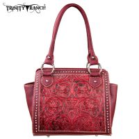 TR18-L8250 Montana West Trinity Ranch Tooled Design Collection Handbag-Red