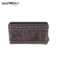 TR20-W003 Montana West Trinity Ranch Tooled Design Wallet-Coffee