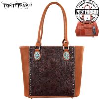 TR22G-L8317 Montana West Trinity Ranch Tooled Design Concealed Handgun Collection-Brown