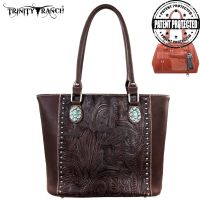 TR22G-L8317 Montana West Trinity Ranch Tooled Design Concealed Handgun Collection-Coffee