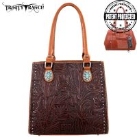 TR22G-L8569 Montana West Trinity Ranch Tooled Design Concealed Handgun Collection-Brown