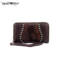 TR23-W003 Montana West Trinity Ranch Tooled Design Wallet-Coffee
