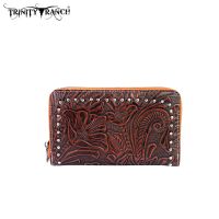 TR24-W003 Montana West Trinity Ranch Tooled Design Wallet-Brown
