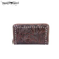 TR24-W003 Montana West Trinity Ranch Tooled Design Wallet-Coffee