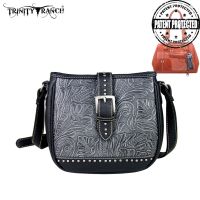 TR24G-L8360 Montana West Trinity Ranch Buckle Design Concealed Handgun Collection Handbag-Black