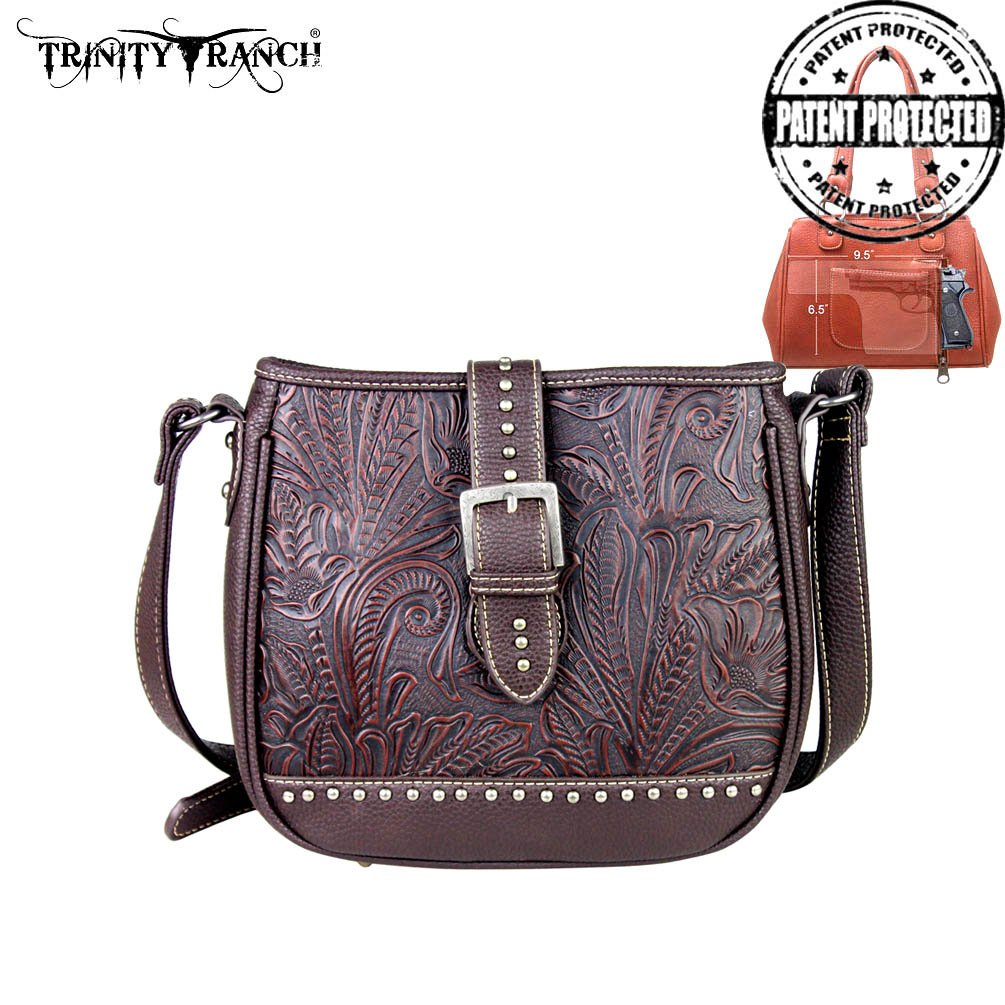 TR24G L8360 Montana West Trinity Ranch Buckle Concealed Handgun Handbag Coffee